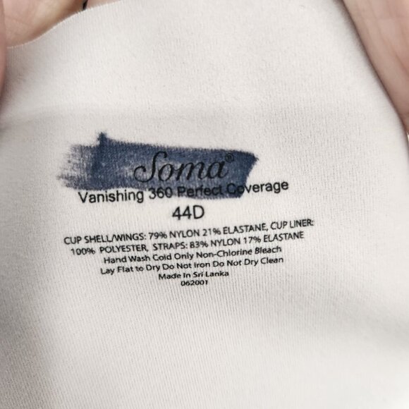 SOMA Vanishing 360 Perfect Coverage Smoothing Padded Comfort Bra 44D - Picture 9 of 10